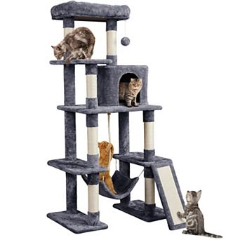 63 in Multi-Level Cat Tree Sisal Posts Condo Hammock Ball Platform