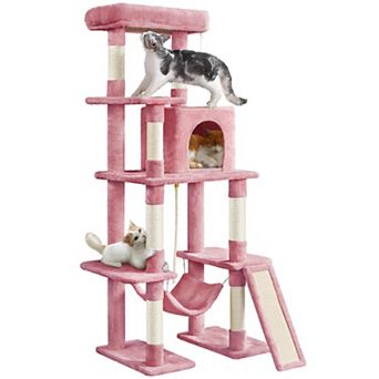 63 in Multi-Level Cat Tree Sisal Posts Condo Hammock Ball Platform