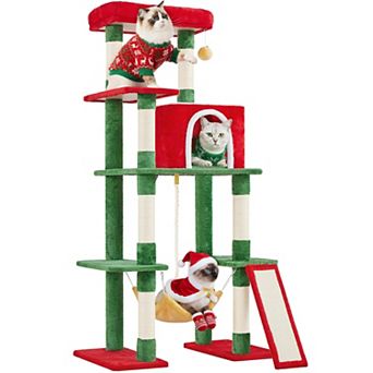 63 in Multi-Level Cat Tree Sisal Posts Condo Hammock Ball Platform