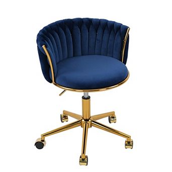 Woven 360 Swivel Desk Chair Height Adjustable Metal Base Hand Weaving