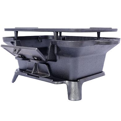 16 in. Portable Cast Iron Charcoal Grill in Black with Tabletop Cast Iron Skillet