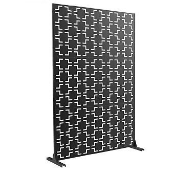 Freestanding Metal Privacy Screen Panel with Leaf Design