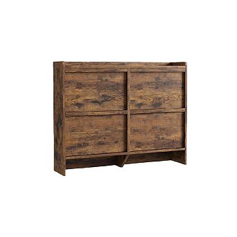 Wooden Shoe Cabinet with 4 Flip Drawers and Adjustable Shelves