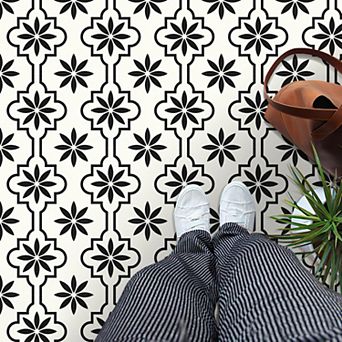 Black Peel Stick Vinyl Floor Tile Waterproof DIY 20 pc 7.87" Kitchen Bath