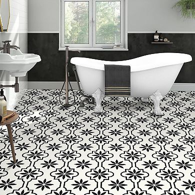 Black Peel Stick Vinyl Floor Tile Waterproof DIY 20pcs 7.87" Kitchen Bath