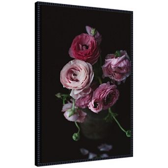 Sylvie Moody Dark Pink Floral Bouquet Framed Canvas by Kristy Campbell
