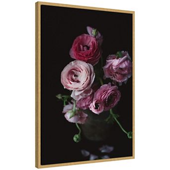 Sylvie Moody Dark Pink Floral Bouquet Framed Canvas by Kristy Campbell