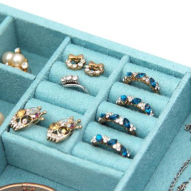 Two-Layer Jewelry Box Organizer with Lock 10.2" Blue Gift
