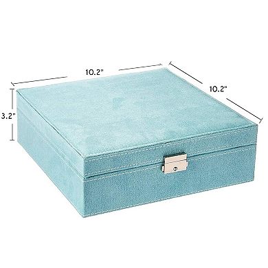 Two-Layer Jewelry Box Organizer with Lock 10.2" Blue Gift