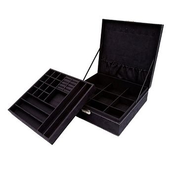 Two-Layer Jewelry Box Organizer with Lock 10.2" Blue Gift