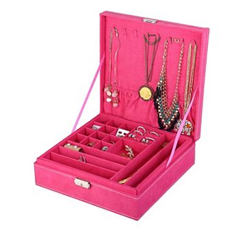 Two-Layer Jewelry Box Organizer with Lock 10.2" Blue Gift