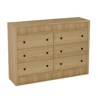 Modern Fluted 6 Drawer Dresser Wooden Storage Chest