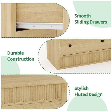 Modern Fluted 6 Drawer Dresser Wooden Storage Chest