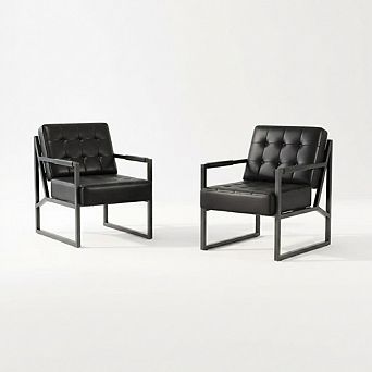 Accent Chair, Faux Leather Armchair with Metal Legs, Comfortable and Stylish for Living Room