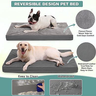 Waterproof Washable Dog Bed Crate Pad Reversible Anti-slip