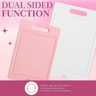 3-piece Dual-Sided Cutting Boards with Juice Grooves Easy-Grip Handles BPA-Free Dishwasher Safe