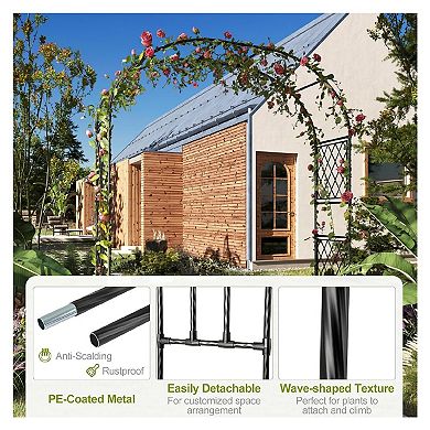 Metal Garden Arbor Trellis with Planter Boxes