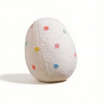 14x11"Egg Shaped Spring Throw Pillow Teddy Sherpa Polka Dots Embroidery