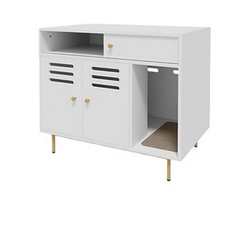 Cat Litter Box Enclosure Furniture with Hidden Litter and Storage