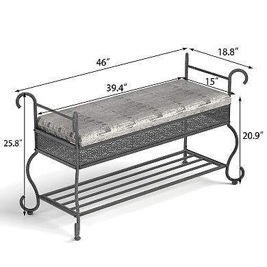 CEWOR Shoe Rack Bench with Soft Cushion, Small Space
