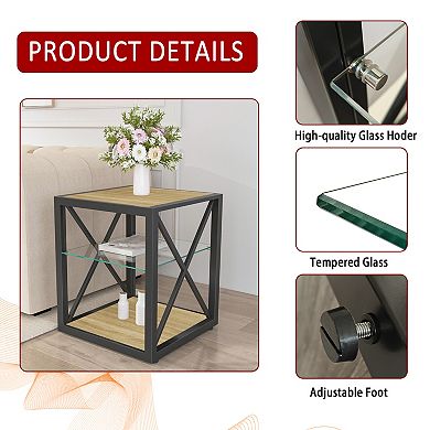 CEWOR 3-Tier Storage Side Table End Table, Small Space Sofa Side Table with MDF Top
