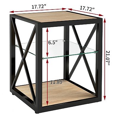 CEWOR 3-Tier Storage Side Table End Table, Small Space Sofa Side Table with MDF Top