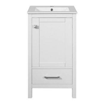 Lufeiya 18 Inch Freestanding Bathroom Vanity with Ceramic Sink, Soft-Close Drawer, Door Organizer