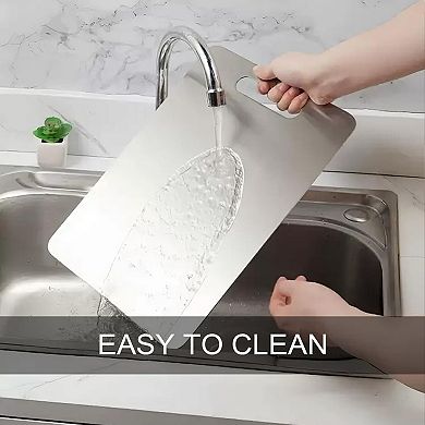 Double-Sided Titanium Stainless Steel Cutting Board for Meat and Vegetables 15.4"L x 11"W