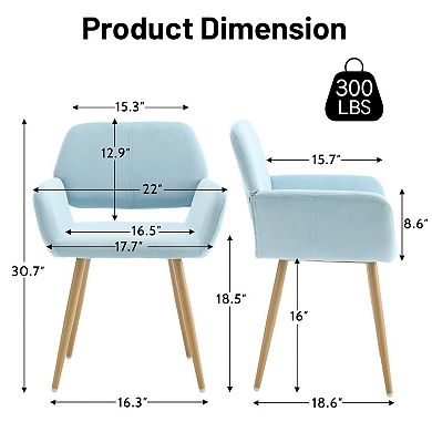Mid-Century Upholstered Arm Chair Metal Tube Dining Side Seat