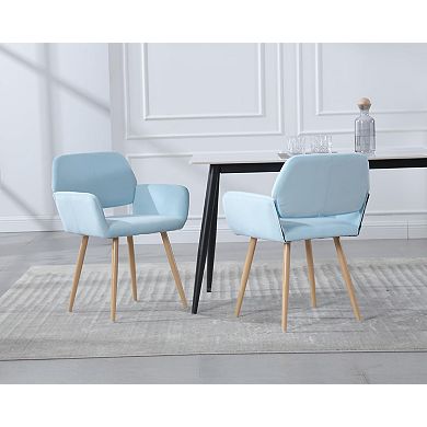 Mid-Century Upholstered Arm Chair Metal Tube Dining Side Seat