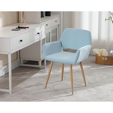 Mid-Century Upholstered Arm Chair Metal Tube Dining Side Seat