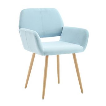 Mid-Century Upholstered Arm Chair Metal Tube Dining Side Seat