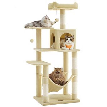 55.1" Cat Tree Multi-Level Condo Posts Perches Hammock Cave
