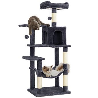 55.1" Cat Tree Multi-Level Condo Posts Perches Hammock Cave