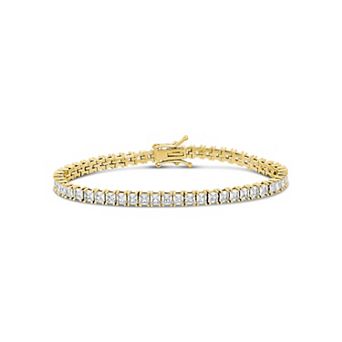 SHYMI Large Square Prong Tennis Bracelet — 18K Gold-Filled, Rhodium, CZ, Size 7