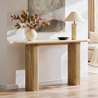 63" Long Console Table, Modern Fluted Sofa Table for Entryway, Hallway, Living Room Behind Couch