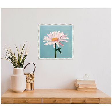 Sylvie Delicate Daisy 1 Teal Framed Canvas by The Creative Bunch Studio