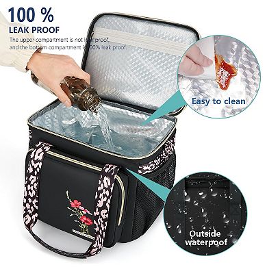 16L Insulated Dual Compartment Lunch Tote Cooler for Work Picnic Hiking