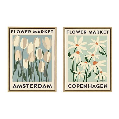 Sylvie Flower Market 3 and 4 Framed Canvas Art Set by Carrie Cantwell
