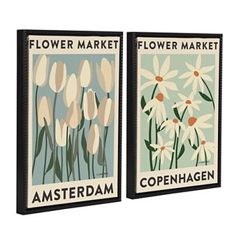 Sylvie Flower Market 3 and 4 Framed Canvas Art Set by Carrie Cantwell