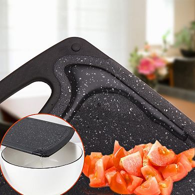 3 boards Non-Slip Plastic Chopping Boards with Grip Handle Juice Grooves