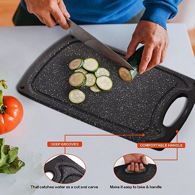 3 boards Non-Slip Plastic Chopping Boards with Grip Handle Juice Grooves