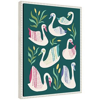 Sylvie Swans Pond Framed Canvas by Rachel Lee