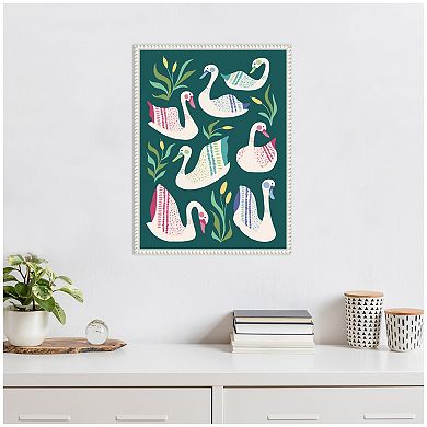 Sylvie Swans Pond Framed Canvas by Rachel Lee