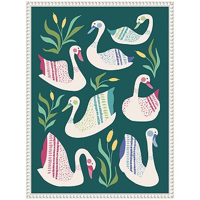 Sylvie Swans Pond Framed Canvas by Rachel Lee