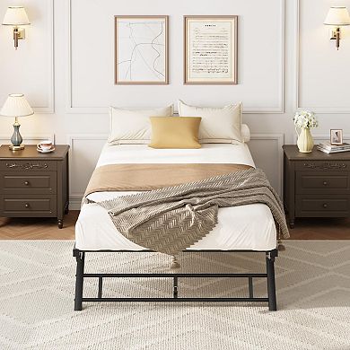 Pop-Up Metal Trundle Bed Frame,Collapsible, Lockable Casters,Space Saving for Guest Room or Daybed