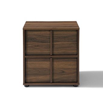 LuxenHome 21.65” Walnut Nightstand & End Table with Two-Drawer Storage in Durable Manufactured Wood