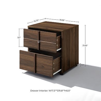 LuxenHome 21.65” Walnut Nightstand & End Table with Two-Drawer Storage in Durable Manufactured Wood