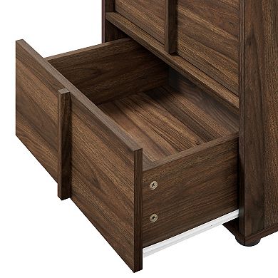 LuxenHome 21.65” Walnut Nightstand & End Table with Two-Drawer Storage in Durable Manufactured Wood