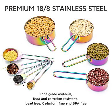 8-piece Stainless Steel Measuring Set Kitchen Baking Tools